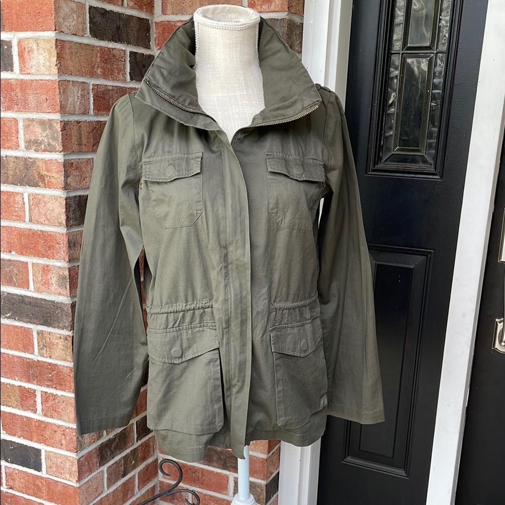 Love‎ Culture Green Utility Jacket with Hood and Cinched Waist